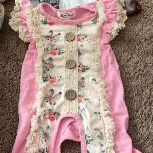 Pink Floral Kids One Piece